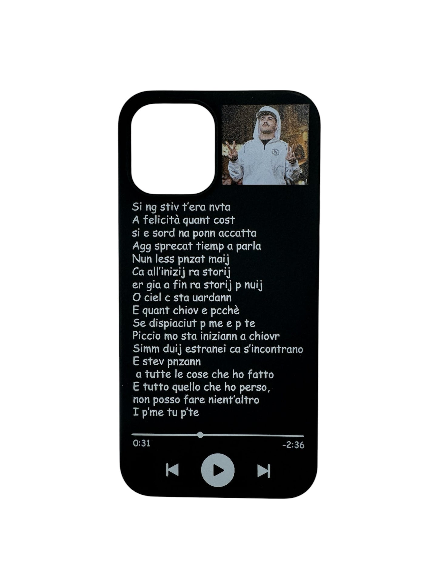 Cover personalizzabile con testo canzone+foto iphone